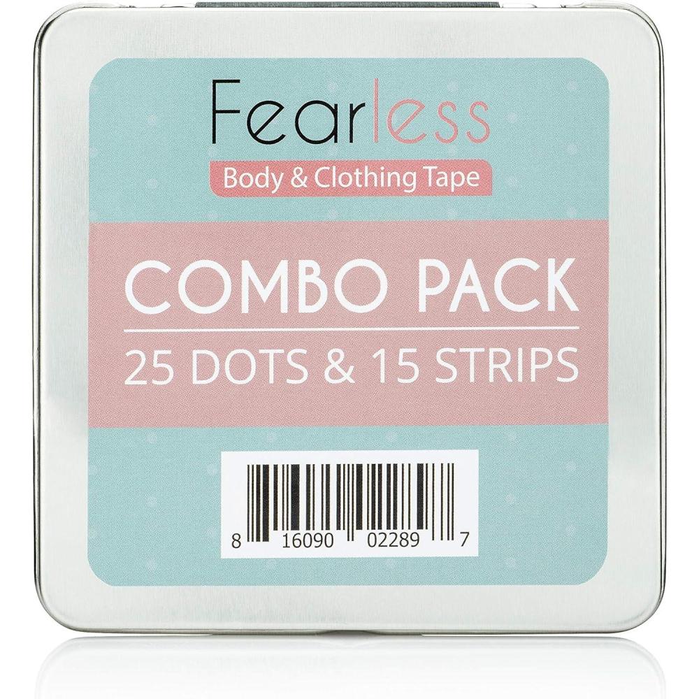imageFearless Tape  2Pack Combo Dots ampamp Strips DoubleSided Fashion Tape for Clothing ampamp Body Strong Adhesive  Clothes Secure ampamp Skin Friendly Sweat Resistant Invisible Under Fabric Transparent